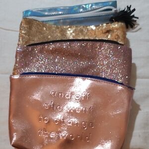 Metallic Multi-Color Women's Ipsy Make-up Bags Set [Lot of 4]